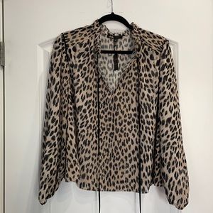 Maje leopard print dressy long sleeve top size 2